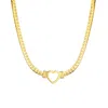 Adornia Tarnish Resistant 18k Gold Plated Flat Curb Chain Heart Necklace