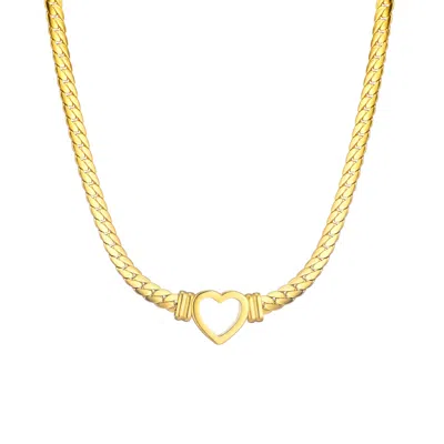 Adornia Tarnish Resistant 18k Gold Plated Flat Curb Chain Heart Necklace