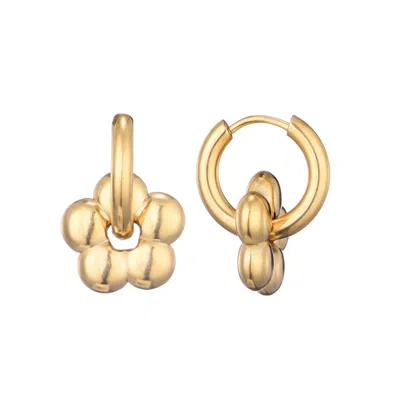 Adornia Tarnish Resistant 18k Gold Plated Flower Huggie Hoop Earrings