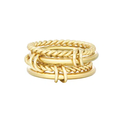 Adornia Tarnish Resistant 18k Gold Plated Four Band Connected Ring Set