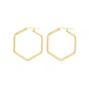 Adornia Tarnish Resistant 18k Gold Plated Hexagon Hoop Earrings In Gold
