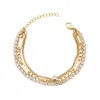 Adornia Tarnish Resistant 18k Gold Plated Layered Crystal Tennis 3-chain Bracelet In Gold