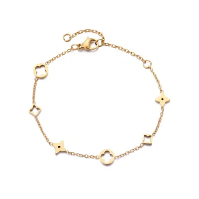Adornia Tarnish Resistant 18k Gold Plated Mixed Clover Bracelet