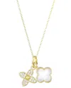 Adornia Tarnish Resistant 18k Gold Plated Mother Of Pearl Double Clover Necklace In Gold