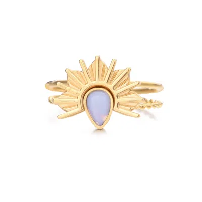 Adornia Tarnish Resistant 18k Gold Plated Opal Sunrise Ring Set