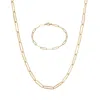 Adornia Tarnish Resistant 18k Gold Plated Paperclip Bracelet And Necklace Set In Gold