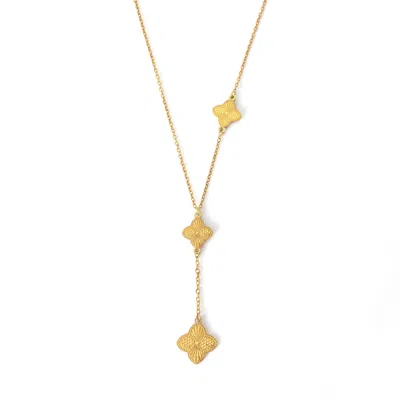 ADORNIA TARNISH RESISTANT 18K GOLD PLATED POINTED 3-CLOVER Y-NECKLACE