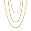 Adornia Tarnish Resistant 18k Gold Plated Set Of 3-chain Necklaces In Gold