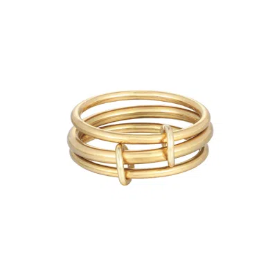 Adornia Tarnish Resistant 18k Gold Plated Three Band Connected Ring Set