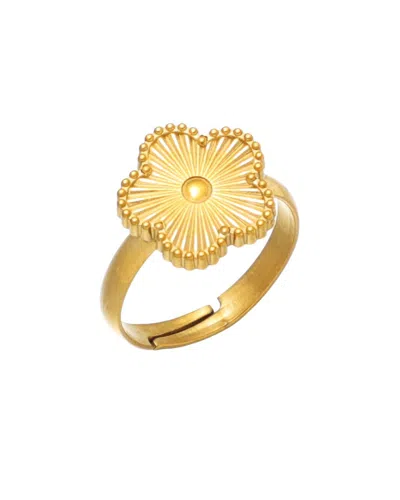 Adornia Tarnish Resistant 18k Plated Adjustable 5-leaf Clover Ring In Gold