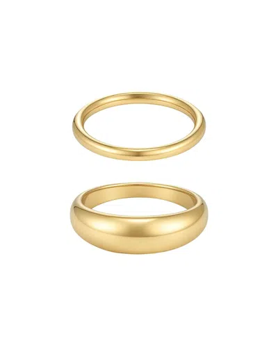 Adornia Tarnish Resistant 18k Plated Chunky Dome Ring Set In Gold