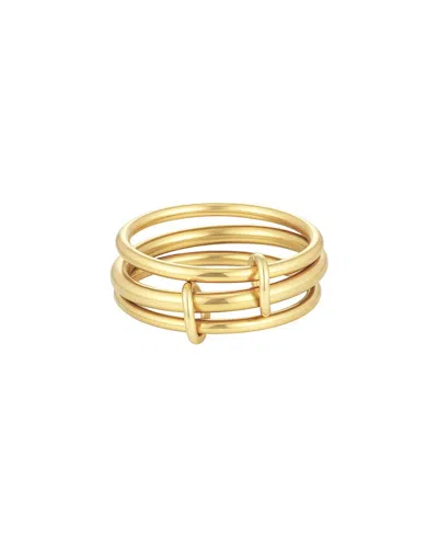 Adornia Tarnish Resistant 18k Plated Three Band Connected Ring Set In Gold