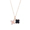 Adornia Tarnish Resistant 18k Rose Gold Plated Black Double Clover Necklace In Pink