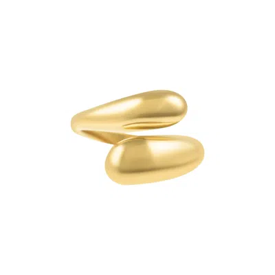ADORNIA TARNISH RESISTANT 18K YELLOW GOLD PLATED OVERLAPPING CHUNKY BANDS RING