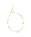 Adornia Tarnish Resistant 14k Gold Plated Adjustable Station Freshwater Pearl Bracelet In Gold