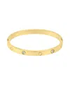 Adornia Tarnish Resistant 14k Gold Plated Cz And Clover Bangle In Gold