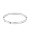 Adornia Tarnish Resistant Silver Plated Cz And Clover Bangle In Silver
