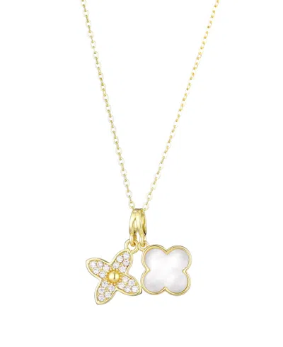 Adornia Tarnish Resistant Cubic Zirconia Double Clover Necklace In White