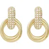 Adornia Tarnish Resistant 14k Gold Plated Crystal Doorknocker Earrings In Gold