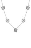 Adornia Tarnish Resistant Silver 5-leaf Clover Station Necklace In Silver