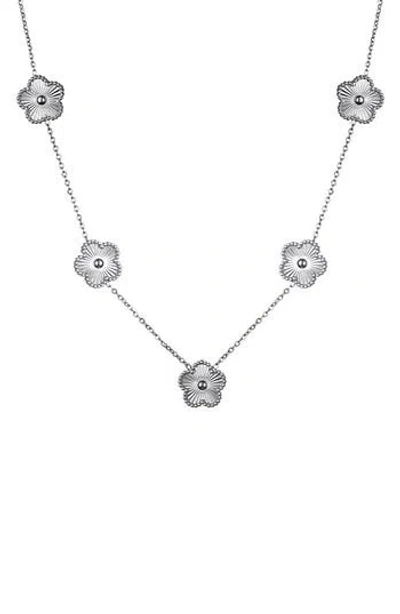 Adornia Tarnish Resistant Floral Station Necklace In Silver
