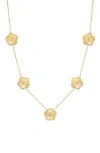 Adornia Tarnish Resistant 14k Yellow Gold Plated 5-leaf Clover Station Necklace In Gold