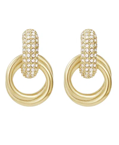 ADORNIA TARNISH RESISTANT GOLD PLATED CRYSTAL DOORKNOCKER EARRINGS