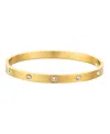 Adornia Tarnish Resistant 18k Yellow Gold Plated Crystal Eternity Cuff In Gold
