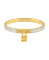 Adornia Tarnish Resistant Gold Cubic Zirconia Pave Lock Bangle Bracelet In Gold