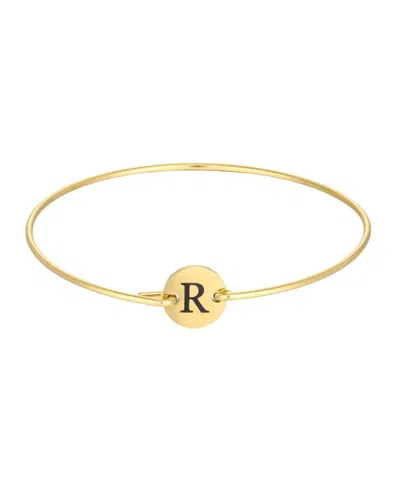 Adornia Tarnish Resistant Gold Engraved Initial Disc Cuff Bracelet