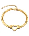 Adornia Tarnish Resistant 18k Gold Plated Flat Curb Chain Heart Bracelet