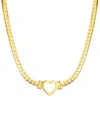 Adornia Tarnish Resistant 18k Gold Plated Flat Curb Chain Heart Necklace