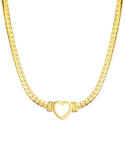 ADORNIA TARNISH RESISTANT GOLD FLAT CURB CHAIN HEART NECKLACE