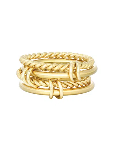 Adornia Tarnish Resistant Gold Four Band Connected Ring Set