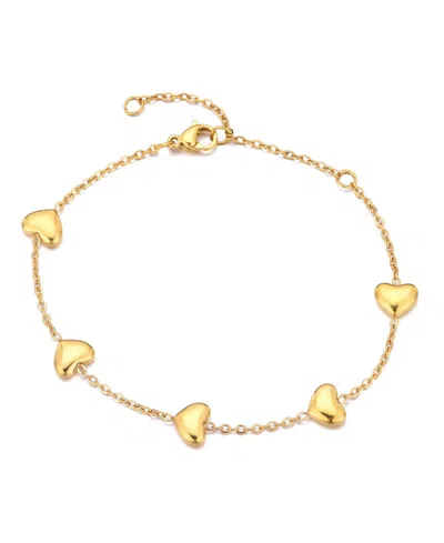 ADORNIA TARNISH RESISTANT GOLD PLATED HEART STATION BRACELET
