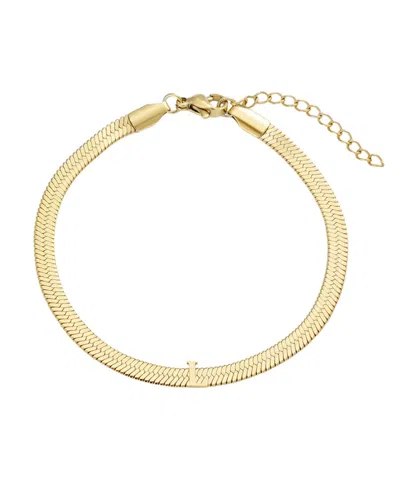 Adornia Tarnish Resistant Gold Initial Herringbone Chain Bracelet In Gold-l