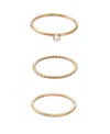 Adornia 18k Plated Stainless Steel Cz Tarnish-resistant 3-ring Ring Set In Gold