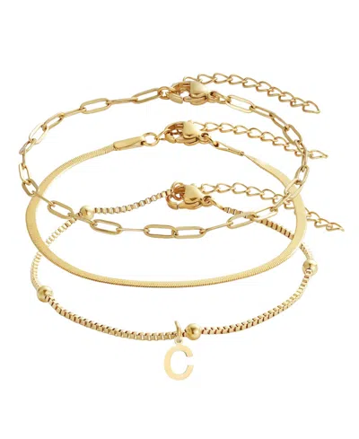 Adornia Tarnish Resistant Gold Set Of 3 Chain Bracelets In Gold-c