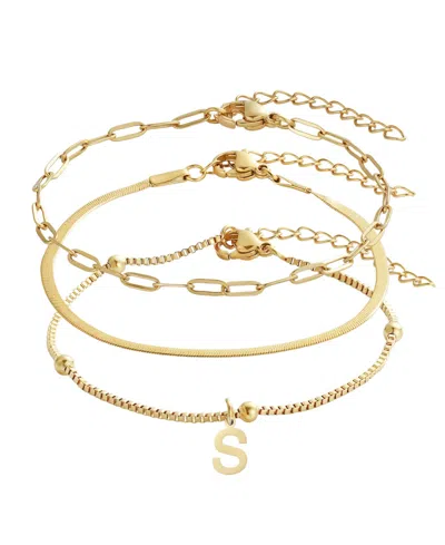 Adornia Tarnish Resistant Gold Set Of 3 Chain Bracelets In Gold-s