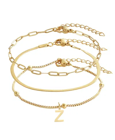 Adornia Tarnish Resistant Gold Set Of 3 Chain Bracelets In Gold-z