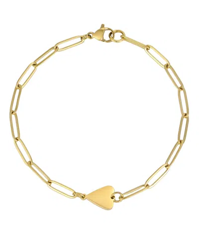 Adornia Tarnish Resistant Gold Sideways Heart Paperclip Chain Bracelet