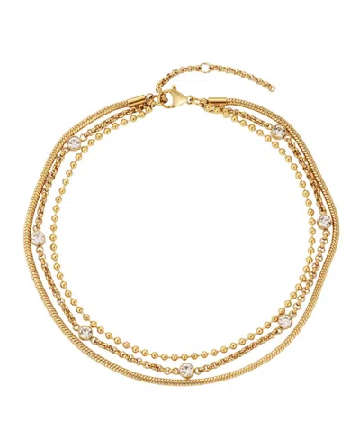 Adornia Tarnish Resistant Gold Triple Layered Anklet In Burgundy