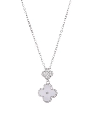 Adornia Tarnish Resistant Mother Of Pearl Sliding Clover Necklace In White