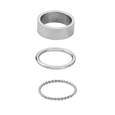 ADORNIA TARNISH RESISTANT SILVER 3-RING SET