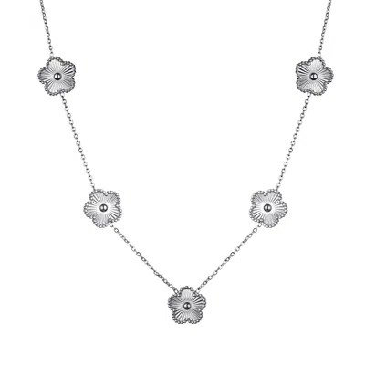 Adornia Tarnish Resistant Silver 5-leaf Clover Station Necklace