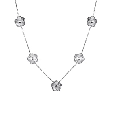 ADORNIA TARNISH RESISTANT SILVER 5-LEAF CLOVER STATION NECKLACE