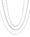 Adornia Tarnish Resistant Silver Chain Necklace Set In Silver