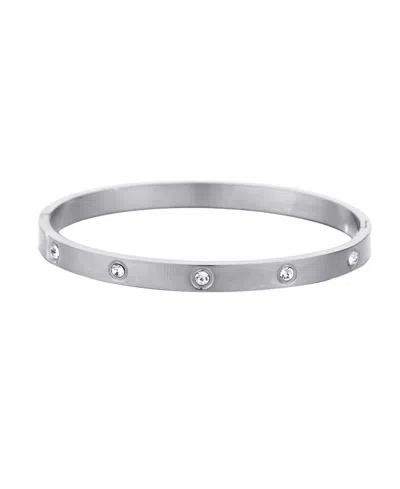 ADORNIA TARNISH RESISTANT SILVER CRYSTAL ETERNITY CUFF BRACELET