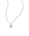 Adornia Tarnish Resistant Silver Heart Charm Paper Clip Chain Necklace In Silver