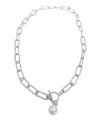 Adornia Tarnish Resistant Silver Plated Paper Clip Toggle Necklace With Pearl In White